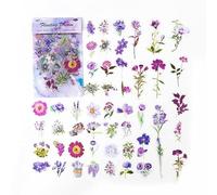 ZXMNBH Lot de 100 autocollants pour scrapbooking - Fleurs violettes - Papier esthétique - Agenda - Journal intime - Fournitures décoratives