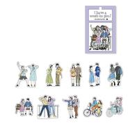 ZXMNBH Lot de 20 autocollants en PET pour scrapbooking, joli couple, agenda, agenda, journal, fournitures décoratives