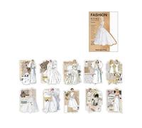 ZXMNBH Lot de 30 autocollants en PET pour scrapbooking, jupe en gaze blanche, esthétique, agenda, agenda, journal, fournitures décoratives