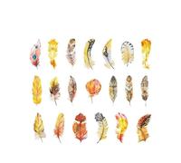 ZXMNBH Lot de 40 autocollants en PET pour scrapbooking - Plumes jaunes - Esthétique - Agenda - Fournitures décoratives