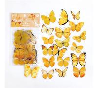 ZXMNBH Lot de 40 autocollants pour scrapbooking, motif papillon jaune, papier esthétique, agenda, agenda, journal, fournitures décoratives