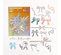 ZXMNBH Lot de 45 autocollants bronzants pour scrapbooking, nœud papillon, papier esthétique, agenda, journal, fournitures décoratives