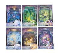 ZXMNBH Lot de 5 autocollants château de montagne en PET pour kit de scrapbooking, autocollants transparents imperméables pour journaux, agendas, agendas, collage, ordinateur portable