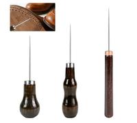 ZXNJA Lot de 3 alênes avec manche en bois - Poinçon à gratter - Outil de poinçonnage - Outil de découpe - Outil de bricolage ou de réparation - Pour couturier, crochet, bricolage, couture en tissu