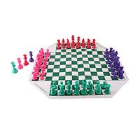 Zxpjkyu 1 Jeu d'Échecs pour Quatre Personnes Ensemble Plateau Échecs Portable Pièces Échecs Plastique Cuir Facile à Transporter Adapté à la