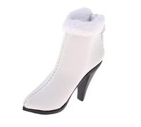 Zxpjkyu 1 Paire Chaussures Talon Haut Bottines Accessoires Corps Féminin Similicuir Utilisable pour Figurines d'action Collection Présentation, Blanc