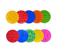 Zxpjkyu 10 Pièces Tapis Sensoriel Disques Cercles Sensoriels Jeu d'Association Tapis Texturés Silicone Fonction Apaisante Adapté pour Apprentissage