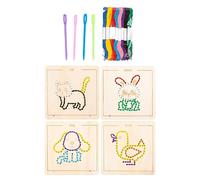Zxpjkyu 18 Pièces Filage Bois Jouets Lassage Bloc Puzzle Éducation Motricité Fine Activités Créatives Matériau Bois Scénarios Apprentissage Domicile, animal