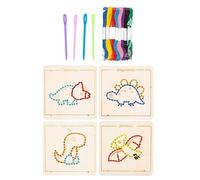 Zxpjkyu 18 Pièces Filage Bois Jouets Lassage Bloc Puzzle Éducation Motricité Fine Activités Créatives Matériau Bois Scénarios Apprentissage Domicile, dinosaure