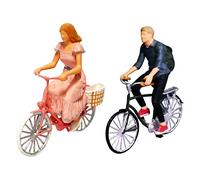 Zxpjkyu 2 Pièces Figurines Personnages Résine Vélo Miniature Peints à La Main Accessoire Décoratif Maquette Créative Convient Décoration Intérieure Diorama an, Bleu foncé et Rose