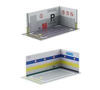 Zxpjkyu 2 Pièces Parking Lot Modèle Miniature Garage Simulation Voiture Diorama Présentoir PP Robuste Adapté pour Bureau Maison Décoration Collection Table, StyleM