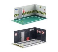 Zxpjkyu 2 Pièces Parking Lot Modèle Miniature Garage Simulation Voiture Diorama Présentoir PP Robuste Adapté pour Bureau Maison Décoration Collection Table, StyleN