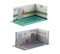 Zxpjkyu 2 Pièces Parking Lot Modèle Miniature Garage Simulation Voiture Diorama Présentoir PP Robuste Adapté pour Bureau Maison Décoration Collection Table, Modèle H