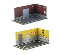 Zxpjkyu 2 Pièces Parking Lot Modèle Miniature Garage Simulation Voiture Diorama Présentoir PP Robuste Adapté pour Bureau Maison Décoration Collection Table, Modèle F