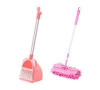 Zxpjkyu 3 Pièces Balai Jouet pour Enfants Ensemble Ménage avec Balayette Serpillière Pelle à Poussière Composition PP Tissu Encourage Créativité Adapté Jeux, vadrouille rose