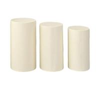 Zxpjkyu 3 Pièces Housses Cylindriques Présentoirs Gâteaux Recouvrements Socles Polyester Nappes Décoration Colonnes Style Élégant Adaptées pour Événements Fe, Beige