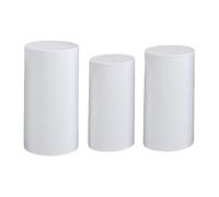Zxpjkyu 3 Pièces Housses Cylindriques Présentoirs Gâteaux Recouvrements Socles Polyester Nappes Décoration Colonnes Style Élégant Adaptées pour Événements Fe, Blanc