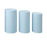 Zxpjkyu 3 Pièces Housses Cylindriques Présentoirs Gâteaux Recouvrements Socles Polyester Nappes Décoration Colonnes Style Élégant Adaptées pour Événements Fe, Bleu
