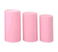 Zxpjkyu 3 Pièces Housses Cylindriques Présentoirs Gâteaux Recouvrements Socles Polyester Nappes Décoration Colonnes Style Élégant Adaptées pour Événements Fe, Rose