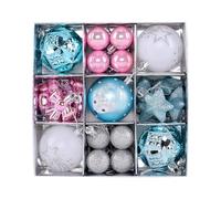 Zxpjkyu 35 Pièces Boules de Noël Décorations à Accrocher Ensemble Ornements Divers Faciles à Installer Convient pour Fête Réception Salon, Bleu et rose