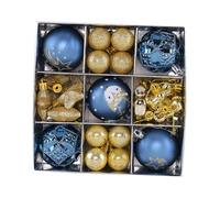 Zxpjkyu 35 Pièces Boules de Noël Décorations à Accrocher Ensemble Ornements Divers Faciles à Installer Convient pour Fête Réception Salon, Bleu et or