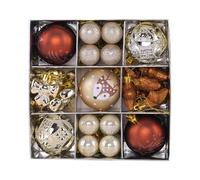 Zxpjkyu 35 Pièces Boules de Noël Décorations à Accrocher Ensemble Ornements Divers Faciles à Installer Convient pour Fête Réception Salon, Brun