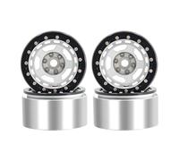 Zxpjkyu 4 Pièces Jante Modèle Voiture Télécommandée Aluminium Moyeu Crawler Simulation Réaliste Accessoire Convient pour Entraînement Collection, Argent