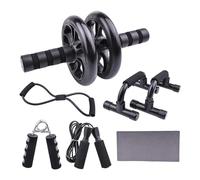 Zxpjkyu 6 Pièces Roue Abdominale Barre Pompes Tapis Genouillère Corde Saut Poignée Main Système PP Adaptée pour Hommes Femmes Séances Sport Maison Entraînemen, 7 pièces