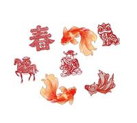 Zxpjkyu 7 Pièces Décoration Nouvel an Chinois Pendentif Suspendu Créatif Ornement Festif Année du Cheval Caractère Symbolique Fabrication Papier Ajour, 7 Pièces