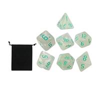 Zxpjkyu 7 Pièces Dés Polyédriques Multi Faces Enseignement Créatif Jeu de Plateau Accessoires Acrylique Utilisable pour Table Maths Jeux de Groupe, Vert foncé