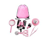 Zxpjkyu 7 Pièces Kit Aventure Ensemble Jouet Exploration Extérieure Jouet Loupe Binoculaire Enfant Matériau Résistant Fonction Coopération Convient Jeu Intéri, ROSE