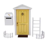 Zxpjkyu 7 Pièces Porte Maison de Poupée Bois Miniature Décoration Prétendue Mobilier Accessoire Simulation Adaptée pour Jeu Créatif Enfant Décor Maison, Jaune