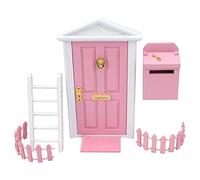 Zxpjkyu 7 Pièces Porte Maison de Poupée Bois Miniature Décoration Prétendue Mobilier Accessoire Simulation Adaptée pour Jeu Créatif Enfant Décor Maison, Rose