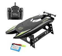 Zxpjkyu Bateau Télécommandé Double Moteur Modèle Électrique Haute Voilier de Compétition Étanche Structure Renforcée Antichoc Adapté aux Adultes, Noir 1 Batterie