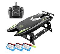Zxpjkyu Bateau Télécommandé Double Moteur Modèle Électrique Haute Voilier de Compétition Étanche Structure Renforcée Antichoc Adapté aux Adultes, Noir 3 Batterie