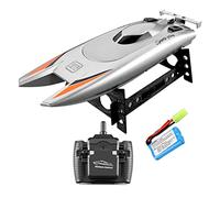 Zxpjkyu Bateau Télécommandé Double Moteur Modèle Électrique Haute Voilier de Compétition Étanche Structure Renforcée Antichoc Adapté aux Adultes, Argent 1 Batterie