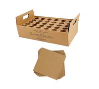Zxpjkyu Boîte Porte-Cornets à Confettis, Plateau Support pour Cornets à Confettis, Boîte Cadeau pour Cornets en Papier, Matériau en Papier pour événem, 30 Trous Marron