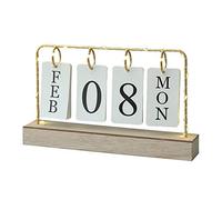 Zxpjkyu Calendrier de Bureau avec Boîtier et Blocs en Métal, Design Vieilli pour Une Décoration Raffinée, Idéal pour Le Bureau, La Maison Ou comme Cadeau, sans nœud Papillon
