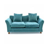 Zxpjkyu Canapé Miniature pour Maison de Poupée Canapé Loveseat Divan Salon Réplique Miniature Bois et Velours Doux Inclus Deux Coussins et Oreillers Assortis, Bleu Lac
