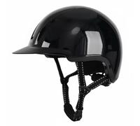 Zxpjkyu Casque d'Équitation Protection Tête Sécurité Réglage Facile Bretelle Adaptable Aération Mesh Doublure Respirante pour Adultes Enfants Convient Usage, Noir Brillant, S50-53cm