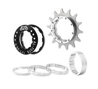 Zxpjkyu Cassette Vélo Pignon Unique Inclue Engrenage Convertisseur Entretoises Aluminium Couverture Volant Fonction Anti-Rouille Adaptée Po, Argent