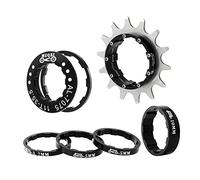 Zxpjkyu Cassette Vélo Pignon Unique Inclue Engrenage Convertisseur Entretoises Aluminium Couverture Volant Fonction Anti-Rouille Adaptée Po, Le Noir