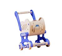 Zxpjkyu Chariot de Courses Jouet pour Enfants Comprenant Caddie Panier Simulateur et Trolley Conception Sécurisée En Pp Motif Décoratif Hippopotame Adapté Au, Bleu