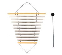 Zxpjkyu Cloche de Méditation avec Maillet, Instrument Portable, étui à Percussion, Instrument En Aluminium Naturel et Bois, 9 Tons