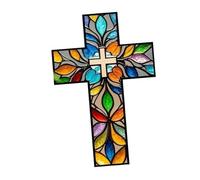 Zxpjkyu Croix Murale Chrétienne à Motif Floral, Panneau En Bois Acrylique 2D, Image Plate à Accrocher, Idéale Comme Cadeau Ou pour Le Salon, Style B
