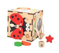 Zxpjkyu Cube D'Activité Enfant Centre de Jeu Motricité Fine Tri de Formes Bois Multifonctionné Approprié pour L'Apprentissage Éveil Cadeau Anniversaire, Insectes