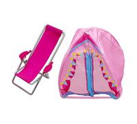 Zxpjkyu Ensemble de Jeu de Rôle Miniature Portable et Léger, Comprenant Une Tente de Camping, Des Accessoires pour Poupées, Une Chaise de Plage et Bien Plus E, 2 Pièces