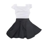 Zxpjkyu Ensemble Miniature Composé d'une Jupe Plissée, d'une Robe et d'un Chemisier, en Tissu pour Figurines Articulées de 30 Cm (12 Pouces), Blanc Noir