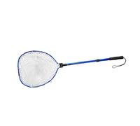 Zxpjkyu Épuisette Télescopique, épuisette Pliable, Poignée Ergonomique en EVA, Portable, Prise en Main Confortable, Filet à Dégagement Rapide, Deux Sections, Poteau Bleu Filet Blanc