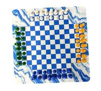 Zxpjkyu Four Player Chess Ensemble Portable avec Échiquier Caoutchouc 35cm Pièces Internationales Multijoueurs Matériaux Pp Acrylique Adapté aux Adultes, Style E